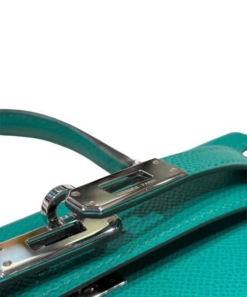 HERMES（エルメス）HERMES (エルメス) Mini Kelly 2 ミニケリー2 アマゾン/ヴォーエプソン/ヴェールジェイド/U刻印：2022年製造/シルバー金具 ヴェールジェイド×シルバー金具 サイズ:ミニ/19の古着・服飾アイテム