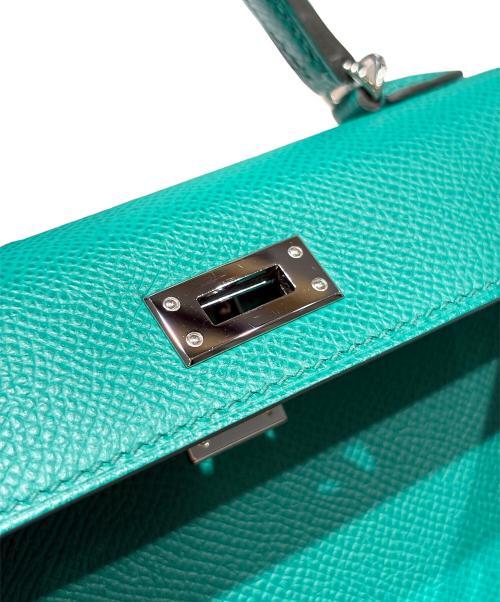 HERMES（エルメス）HERMES (エルメス) Mini Kelly 2 ミニケリー2 アマゾン/ヴォーエプソン/ヴェールジェイド/U刻印：2022年製造/シルバー金具 ヴェールジェイド×シルバー金具 サイズ:ミニ/19の古着・服飾アイテム