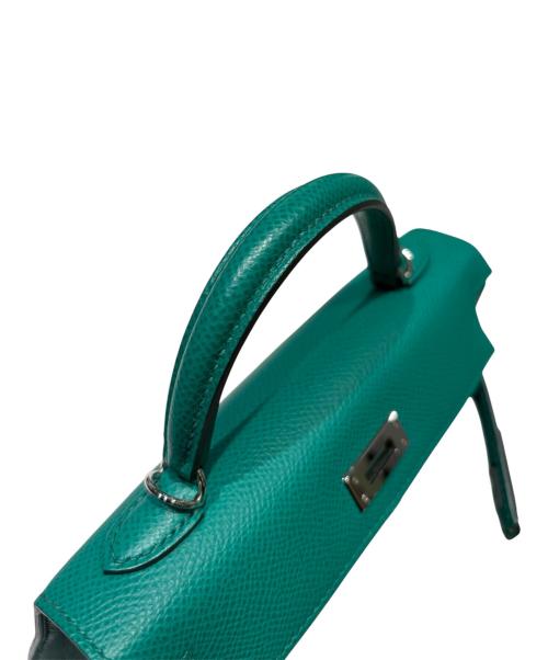 HERMES（エルメス）HERMES (エルメス) Mini Kelly 2 ミニケリー2 アマゾン/ヴォーエプソン/ヴェールジェイド/U刻印：2022年製造/シルバー金具 ヴェールジェイド×シルバー金具 サイズ:ミニ/19の古着・服飾アイテム