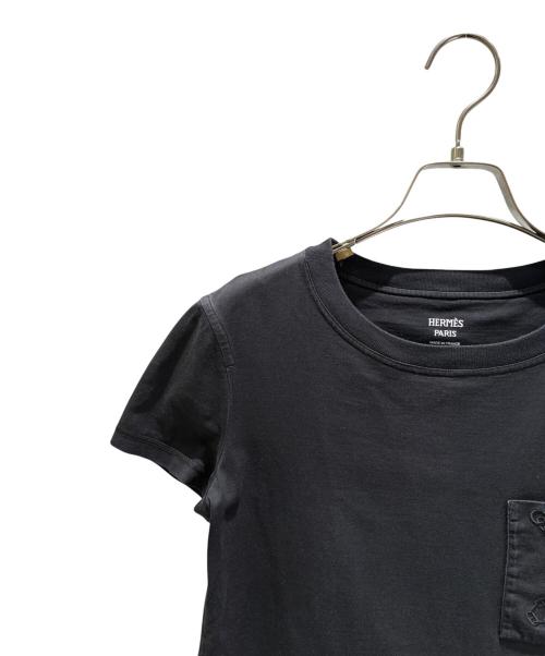 HERMES（エルメス）HERMES (エルメス) シェーヌダンクル刺繍ポケットTシャツ ブラック サイズ:34の古着・服飾アイテム