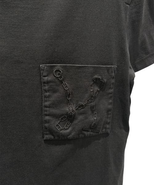 HERMES（エルメス）HERMES (エルメス) シェーヌダンクル刺繍ポケットTシャツ ブラック サイズ:34の古着・服飾アイテム