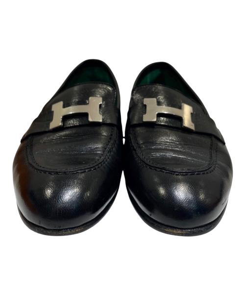 HERMES（エルメス）HERMES (エルメス) Hロゴローファー/モカシン/パリ/シルバー金具 ブラック サイズ:35の古着・服飾アイテム