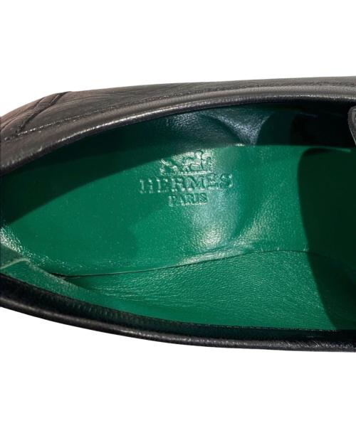 HERMES（エルメス）HERMES (エルメス) Hロゴローファー/モカシン/パリ/シルバー金具 ブラック サイズ:35の古着・服飾アイテム