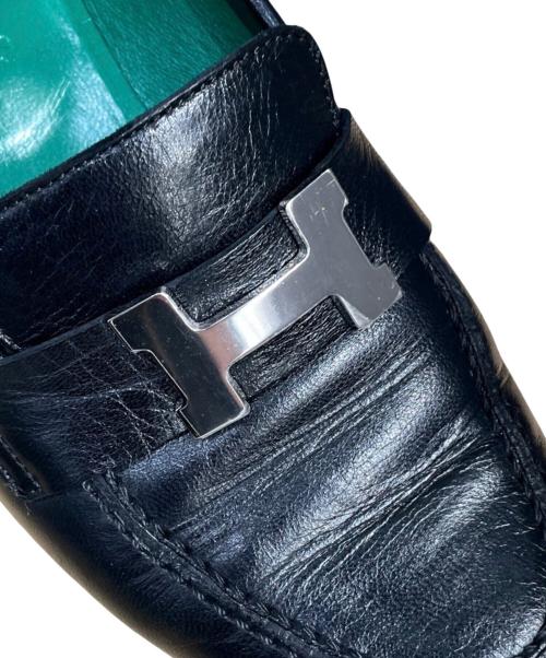 HERMES（エルメス）HERMES (エルメス) Hロゴローファー/モカシン/パリ/シルバー金具 ブラック サイズ:35の古着・服飾アイテム