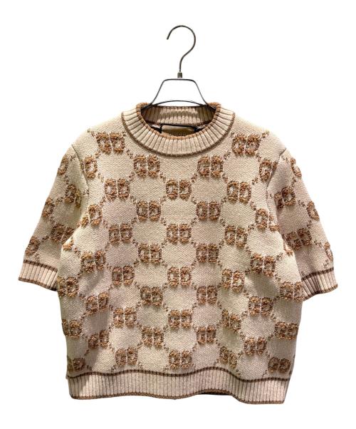 GUCCI（グッチ）GUCCI (グッチ) GGロゴショートスリーブニット ベージュ サイズ:Ｍの古着・服飾アイテム