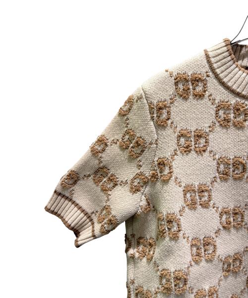GUCCI（グッチ）GUCCI (グッチ) GGロゴショートスリーブニット ベージュ サイズ:Ｍの古着・服飾アイテム