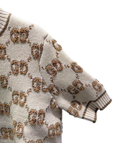 GUCCI（グッチ）GUCCI (グッチ) GGロゴショートスリーブニット ベージュ サイズ:Ｍの古着・服飾アイテム