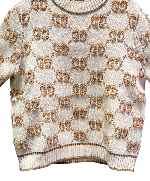 GUCCI（グッチ）GUCCI (グッチ) GGロゴショートスリーブニット ベージュ サイズ:Ｍの古着・服飾アイテム
