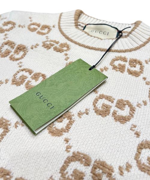 GUCCI（グッチ）GUCCI (グッチ) GGロゴショートスリーブニット ベージュ サイズ:Ｍの古着・服飾アイテム