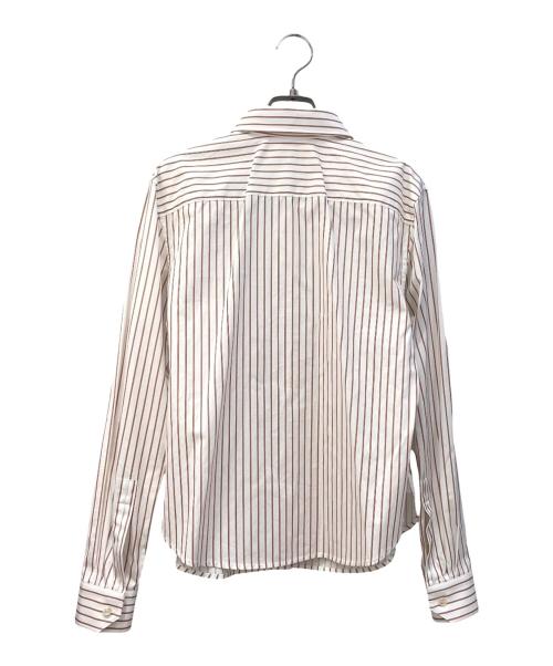 Saint Laurent Paris（サンローランパリ）Saint Laurent Paris (サンローランパリ) ストライプシャツ ホワイト×ブラウン サイズ:34の古着・服飾アイテム