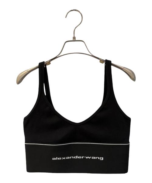 ALEXANDER WANG（アレキサンダー・ワン）ALEXANDER WANG (アレキサンダー・ワン) リブジャージーロゴエラスティックブラ ブラック サイズ:Ｓの古着・服飾アイテム