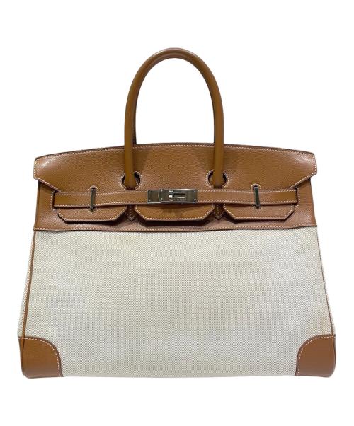HERMES（エルメス）HERMES (エルメス) バーキン35/クシュベル×トワルアッシュ/ゴールド/シルバー金具/□D刻印：2000年/ハンドバッグ ゴールド×ナチュラル×シルバー金具 サイズ:35の古着・服飾アイテム