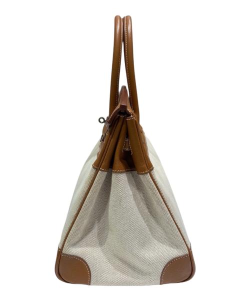 HERMES（エルメス）HERMES (エルメス) バーキン35/クシュベル×トワルアッシュ/ゴールド/シルバー金具/□D刻印：2000年/ハンドバッグ ゴールド×ナチュラル×シルバー金具 サイズ:35の古着・服飾アイテム
