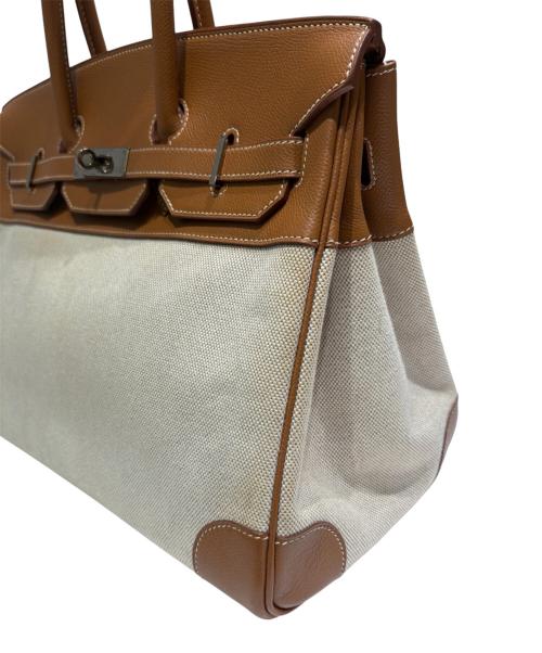 HERMES（エルメス）HERMES (エルメス) バーキン35/クシュベル×トワルアッシュ/ゴールド/シルバー金具/□D刻印：2000年/ハンドバッグ ゴールド×ナチュラル×シルバー金具 サイズ:35の古着・服飾アイテム