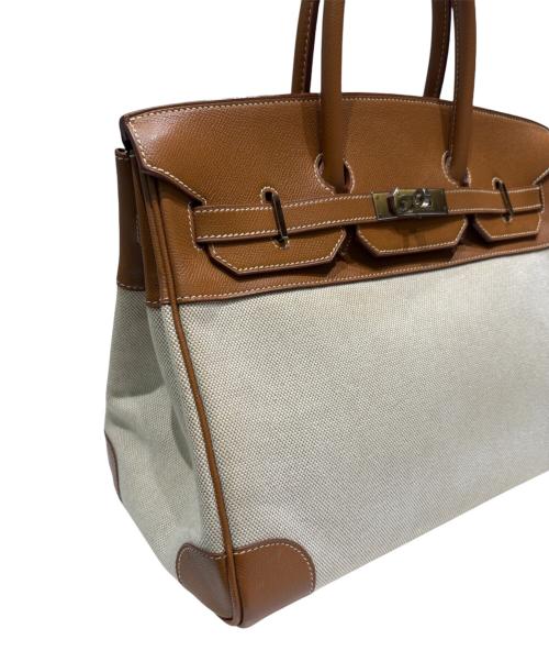 HERMES（エルメス）HERMES (エルメス) バーキン35/クシュベル×トワルアッシュ/ゴールド/シルバー金具/□D刻印：2000年/ハンドバッグ ゴールド×ナチュラル×シルバー金具 サイズ:35の古着・服飾アイテム