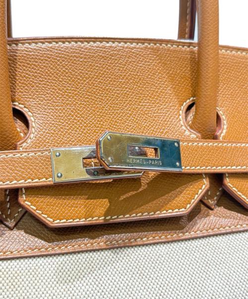 HERMES（エルメス）HERMES (エルメス) バーキン35/クシュベル×トワルアッシュ/ゴールド/シルバー金具/□D刻印：2000年/ハンドバッグ ゴールド×ナチュラル×シルバー金具 サイズ:35の古着・服飾アイテム
