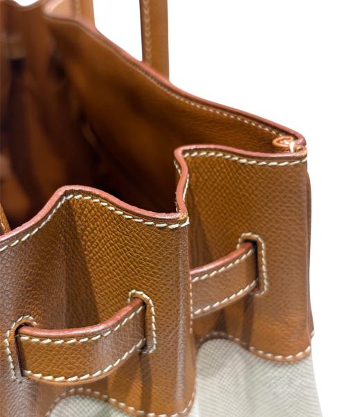 HERMES（エルメス）HERMES (エルメス) バーキン35/クシュベル×トワルアッシュ/ゴールド/シルバー金具/□D刻印：2000年/ハンドバッグ ゴールド×ナチュラル×シルバー金具 サイズ:35の古着・服飾アイテム