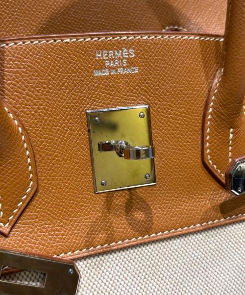 HERMES（エルメス）HERMES (エルメス) バーキン35/クシュベル×トワルアッシュ/ゴールド/シルバー金具/□D刻印：2000年/ハンドバッグ ゴールド×ナチュラル×シルバー金具 サイズ:35の古着・服飾アイテム