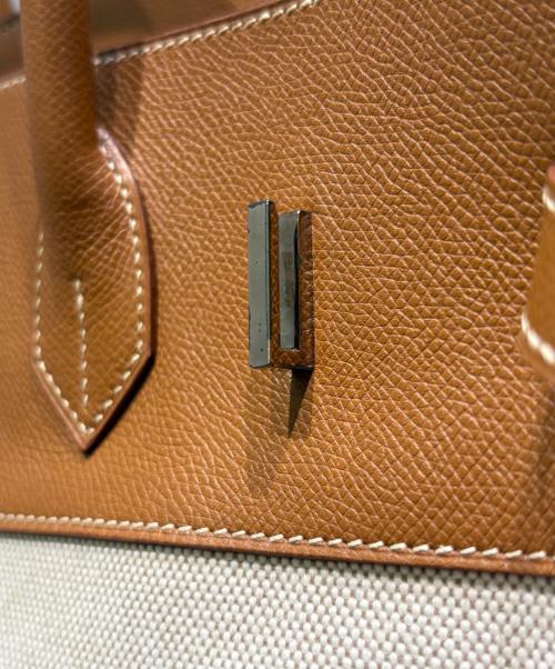 HERMES（エルメス）HERMES (エルメス) バーキン35/クシュベル×トワルアッシュ/ゴールド/シルバー金具/□D刻印：2000年/ハンドバッグ ゴールド×ナチュラル×シルバー金具 サイズ:35の古着・服飾アイテム