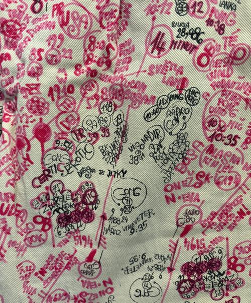 COMME des GARCONS SHIRT（コムデギャルソンシャツ）COMME des GARCONS SHIRT (コムデギャルソンシャツ) 00Sグラフィック総柄コットンパンツ アイボリー サイズ:Mの古着・服飾アイテム