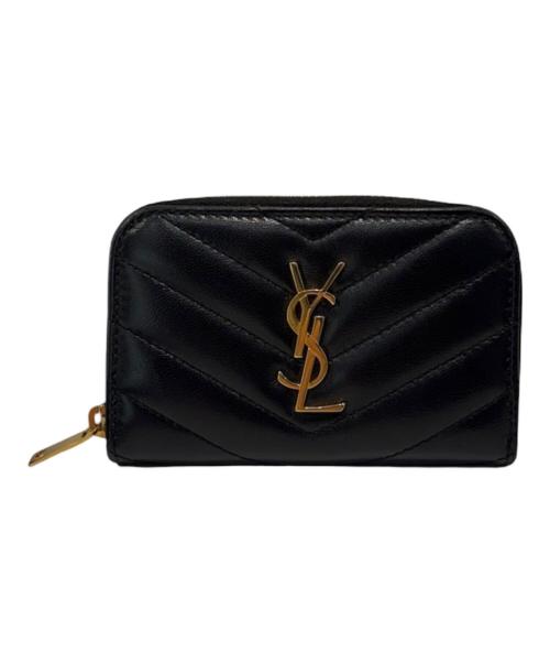 Saint Laurent Paris（サンローランパリ）Saint Laurent Paris (サンローランパリ) キルティングレザーコインケース/カサンドラロゴ ブラックの古着・服飾アイテム