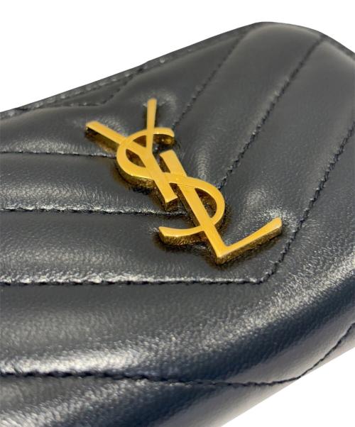 Saint Laurent Paris（サンローランパリ）Saint Laurent Paris (サンローランパリ) キルティングレザーコインケース/カサンドラロゴ ブラックの古着・服飾アイテム