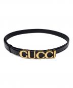 GUCCIグッチ）の古着「メタルロゴバックルベルト/751600」｜ブラック