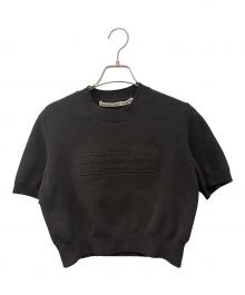 ALEXANDER WANG（アレキサンダー・ワン）の古着「エンボス ロゴ リブ ショートスリーブ ニット」｜ブラック