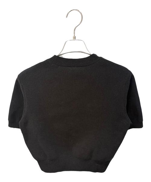 ALEXANDER WANG（アレキサンダー・ワン）ALEXANDER WANG (アレキサンダー・ワン) エンボス ロゴ リブ ショートスリーブ ニット ブラック サイズ:Ｓの古着・服飾アイテム
