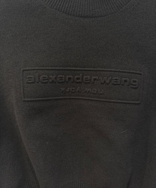 ALEXANDER WANG（アレキサンダー・ワン）ALEXANDER WANG (アレキサンダー・ワン) エンボス ロゴ リブ ショートスリーブ ニット ブラック サイズ:Ｓの古着・服飾アイテム