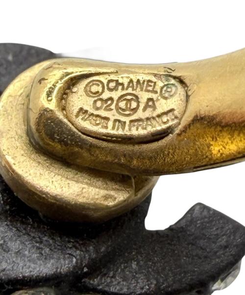 CHANEL（シャネル）CHANEL (シャネル) ヴィンテージ カメリア ココマークラインストーンリング ブラック×ゴールド サイズ:12号の古着・服飾アイテム