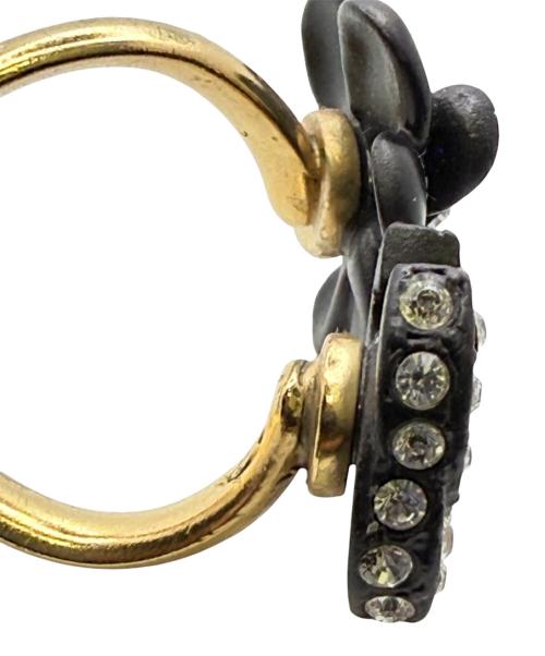 CHANEL（シャネル）CHANEL (シャネル) ヴィンテージ カメリア ココマークラインストーンリング ブラック×ゴールド サイズ:12号の古着・服飾アイテム