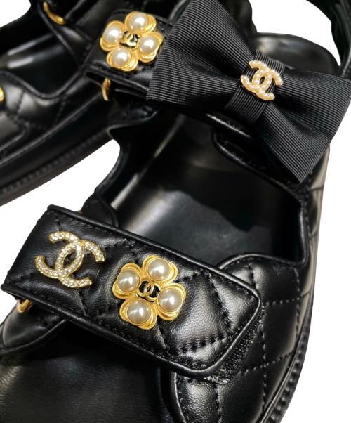 CHANEL（シャネル）CHANEL (シャネル) ベルクロレザーサンダル ブラック サイズ:36の古着・服飾アイテム