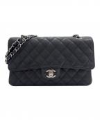 CHANELシャネル）の古着「マトラッセ25/matelassé25/ブラック/ダブルフラップチェーンショルダーバッグ」｜ブラック