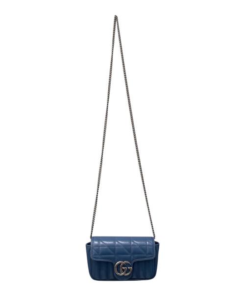 GUCCI（グッチ）GUCCI (グッチ) GGマーモント チェーンショルダーバッグ ブルーの古着・服飾アイテム