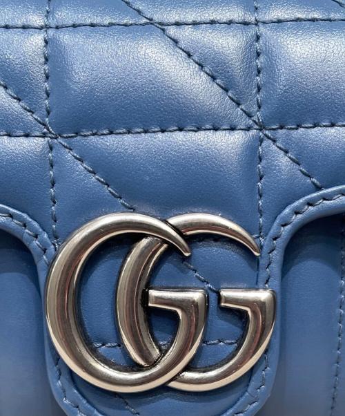 GUCCI（グッチ）GUCCI (グッチ) GGマーモント チェーンショルダーバッグ ブルーの古着・服飾アイテム