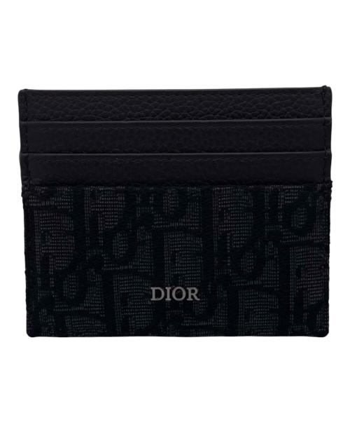 Dior（ディオール）Dior (ディオール) ジャカード & グレインドカーフスキンカードケース ブラックの古着・服飾アイテム