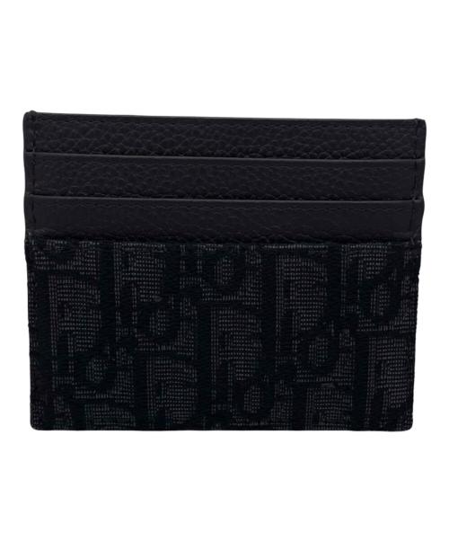 Dior（ディオール）Dior (ディオール) ジャカード & グレインドカーフスキンカードケース ブラックの古着・服飾アイテム