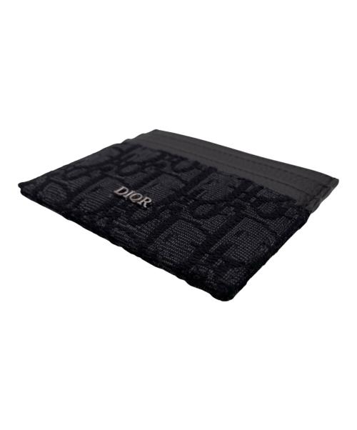 Dior（ディオール）Dior (ディオール) ジャカード & グレインドカーフスキンカードケース ブラックの古着・服飾アイテム