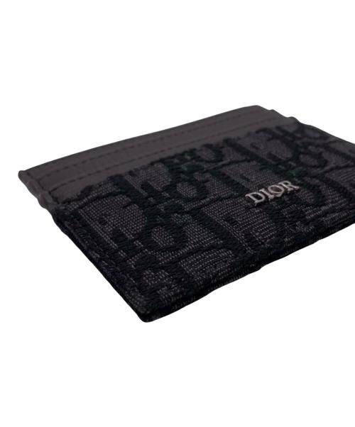 Dior（ディオール）Dior (ディオール) ジャカード & グレインドカーフスキンカードケース ブラックの古着・服飾アイテム