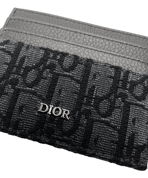 Dior（ディオール）Dior (ディオール) ジャカード & グレインドカーフスキンカードケース ブラックの古着・服飾アイテム