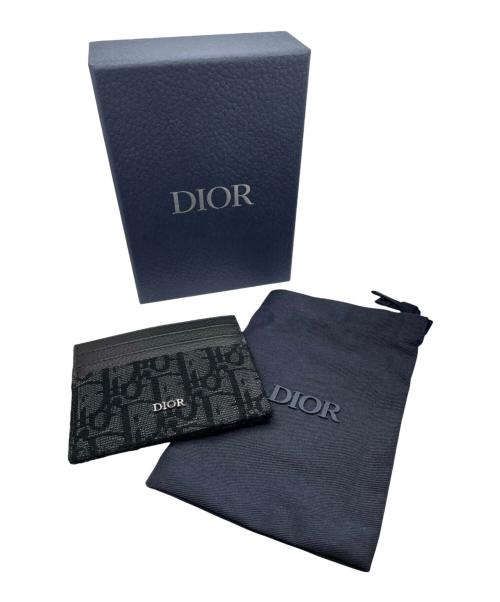 Dior（ディオール）Dior (ディオール) ジャカード & グレインドカーフスキンカードケース ブラックの古着・服飾アイテム