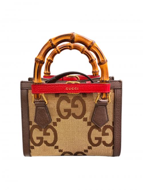 GUCCI（グッチ）GUCCI (グッチ) ダイアナジャンボGGミニトートバッグ 655661 ブラウンの古着・服飾アイテム
