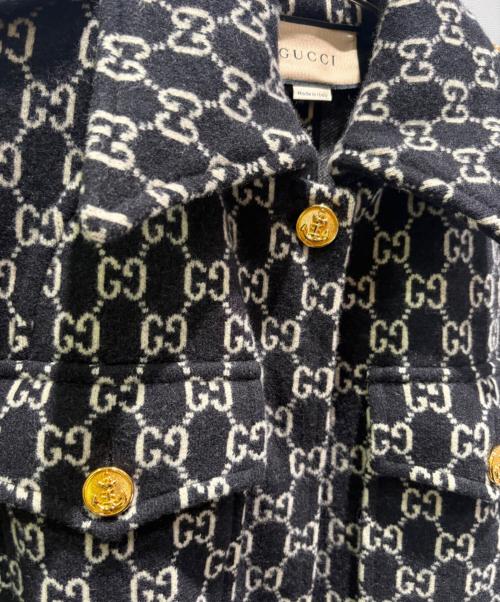 GUCCI（グッチ）GUCCI (グッチ) GGジャカード フェルトウールケープ（ポンチョ） ブラック サイズ:Sの古着・服飾アイテム