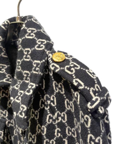 GUCCI（グッチ）GUCCI (グッチ) GGジャカード フェルトウールケープ（ポンチョ） ブラック サイズ:Sの古着・服飾アイテム