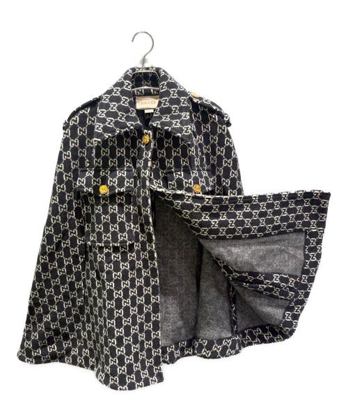 GUCCI（グッチ）GUCCI (グッチ) GGジャカード フェルトウールケープ（ポンチョ） ブラック サイズ:Sの古着・服飾アイテム