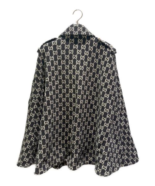 GUCCI（グッチ）GUCCI (グッチ) GGジャカード フェルトウールケープ（ポンチョ） ブラック サイズ:Sの古着・服飾アイテム