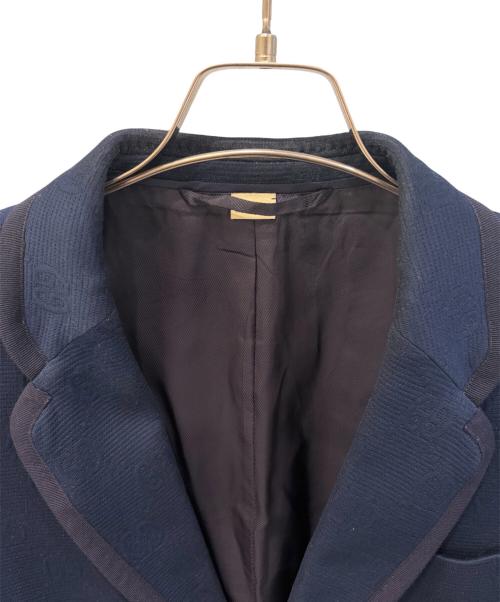 GUCCI（グッチ）GUCCI (グッチ) GG柄テーラードジャケット ネイビー サイズ:48の古着・服飾アイテム