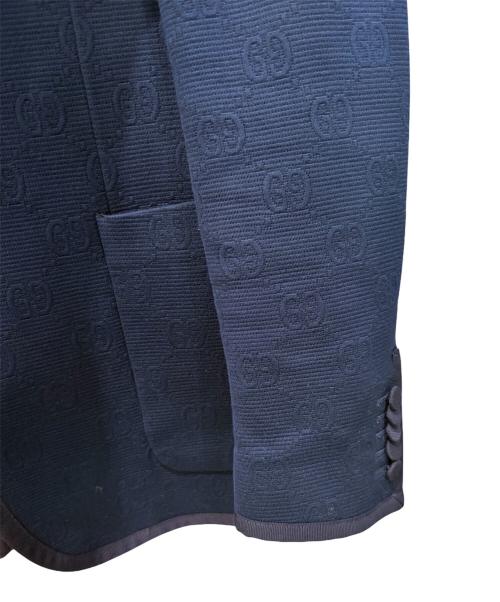 GUCCI（グッチ）GUCCI (グッチ) GG柄テーラードジャケット ネイビー サイズ:48の古着・服飾アイテム
