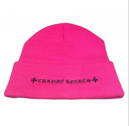CHROME HEARTS（クロムハーツ）CHROME HEARTS (クロムハーツ) Cemetery Cross Patch Beanie ショッキングピンク サイズ:ONE SIZE(23㎝)の古着・服飾アイテム